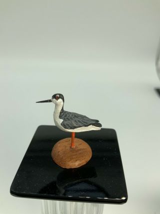 Dollhouse Miniature Artisan Signed Dugar Brooks Hand Carved Bird