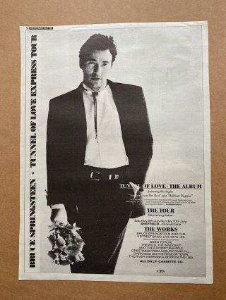 Bruce Springsteen Tunnel Of Love (a) Poster Sized Music Press Advert Fr