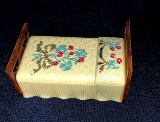 Vintage Renwal Dollhouse Stenciled Hand Painted Bed Headboard & Footboard Floral 3
