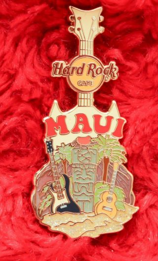 Hard Rock Cafe Pin Maui Hawaii City T Guitar Tiki Mask Guitar Hat Lapel Logo