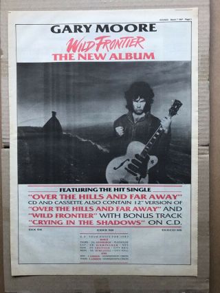 Gary Moore Wild Frontier Poster Sized Music Press Advert From 1987 With