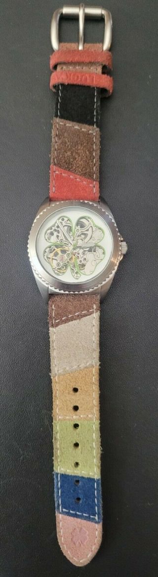 Lucky Brand Four Leaf Clover Watch 16/1029 Leather Strap.  Automatic Watch.
