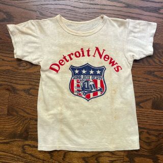 Vintage 1940s Kids Detroit News Soap Box Derby T - Shirt | Rare 40s Collectible