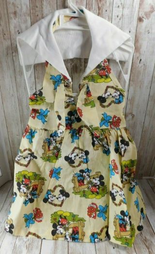 Vintage Walt Disney Productions Mickey Minnie Mouse Yellow Dress W/ Undies Sz 4t