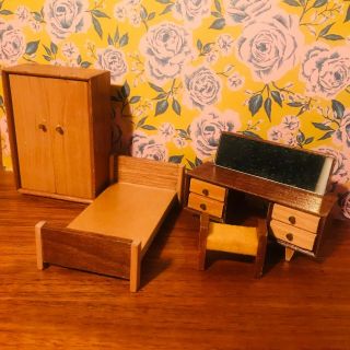 Vintage Lundby/barton Bedroom Set,  60s/70s Dollshouse Minis 1:16 Scale