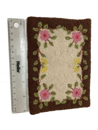 Miniature Floral Rug For Dollhouse 1:12 Scale Brown,  Pink,  Green,  Yellow