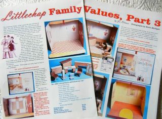 6p History Article - Vtg Littlechap Doll House Family Structures,  Furniture