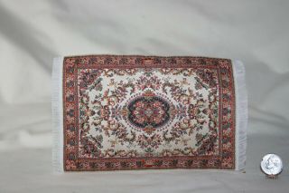 Miniature Dollhouse Vintage Hand Woven Silk Tapestry Oriental Rug 6x4 " 1:12 Nr