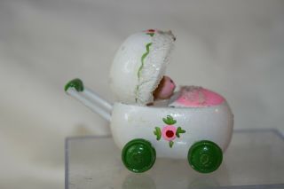 Miniature Dollhouse Vintage Wood W Lace Childs Toy Pram W Baby Doll 1:12 Nr