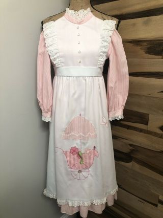 Vintage Dorissa Of Miami Girls Pink Dress Prairie Long Sleeve Size 6