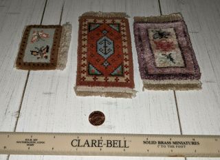 Three Handcrafted Dollhouse Miniature Rugs,  1:24 Scale