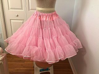 Vintage Malcom Modes Partner Please Pink 3 - Layer Crinoline Slip Petticoat L