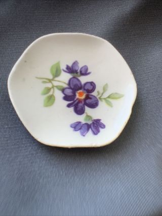 Vintage Miniature 1:12 Scale Purple Flowered Porcelain Plate