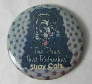 The Stray Cats Vintage Early 1980s Us 32mm Badge Pin Button Punk Wave