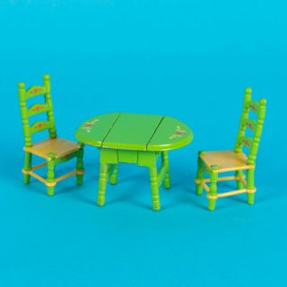 Vintage Mattel The Littles Doll House Kitchen Table And Two Chairs