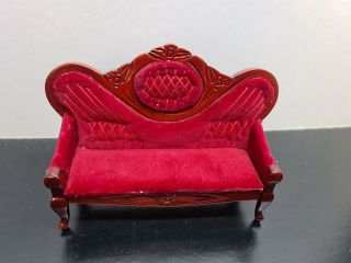 Dolls House Furniture Mahogany/red Victorian Sofa 1.  12th