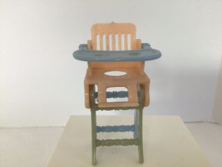 Vintage Miniature Dollhouse Baby High Chair 1:12 Scale Pink Blue Green