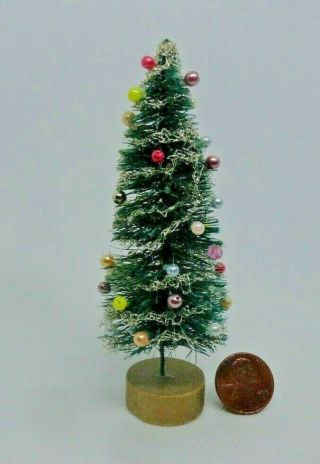 1:24 Scale Vintage Dollhouse Miniature Flocked Christmas Tree With Ornaments