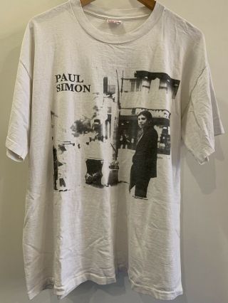 Vtg Paul Simon 1991 Tour T Shirt,  Born At The Right Time,  Band Tee,  White,  Xl