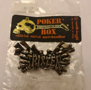 Trixter Alchemy Poker Rox Pewter Pin Badge Clasp Rare Deadstock