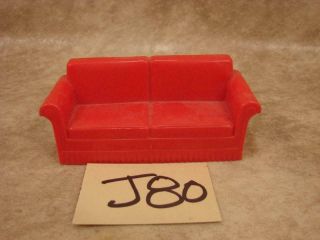 J80 Vintage Marx Doll House Furniture Living Room Red Couch