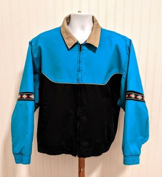 Vtg 1980s Men’s Western Frontier Jacket Coat Navajo Stripe Blanket Lined 2xl Usa