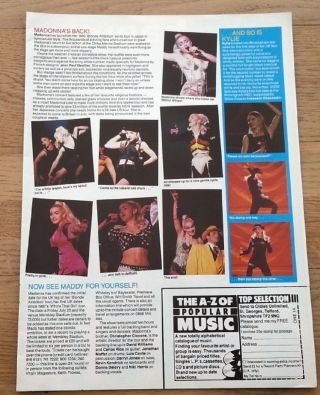 Madonna / Kylie On Stage Uk Article / Clipping