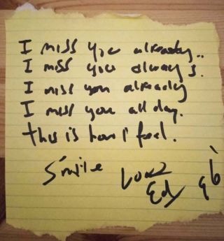 Pearl Jam Eddie Vedder Handwritten 