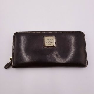 Vintage Dooney And Bourke Black English Leather Zip Around Womens Wallet