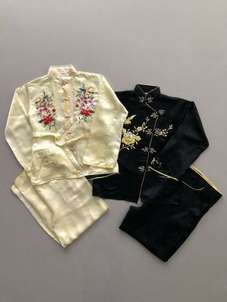 Vintage 1920s Hand Embroidered Silk Asian Tourist Pajamas
