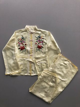 Vintage 1920s Hand Embroidered Silk Asian Tourist Pajamas 2