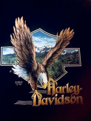 Vtg Dead Stock 1990 3d Emblem Harley Davidson Eagle Single Stitch T Shirt L