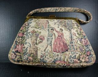 Vintage Julius Resnick JR Florida Tapestry Needlepoint Victorian Purse 2
