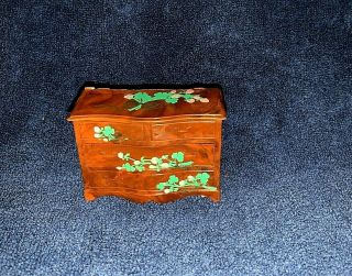Vintage Renwal Dollhouse Stenciled Hand Painted Low Boy Chest W Opening Drawer