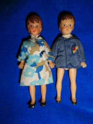 Vintage Ar Doll House Dolls - Boy And Girl 4 1/4 " Tall