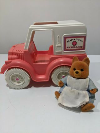 Vintage Tonka Maple Town Pink Ambulance With Figurine