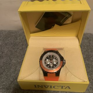 Invicta Aviator 37031 50mm Black Stainless Steel Case With Orange Silicone Band