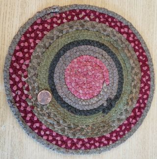 Dollhouse Miniature Hand Crafted Woven Round Carpet Rug 8 1/2 " Scale 1:12