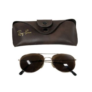 Vintage Bausch & Lomb Ray - Ban ? Aviator Sunglasses With Case Brown Leather