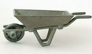 Vintage Dollhouse Miniature Pewter Wheel Barrow Garden Cart
