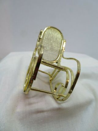 Brass Miniature Rocking Chair Dollhouse Bentwood Rocker Mesh Back Seat Vintage ?