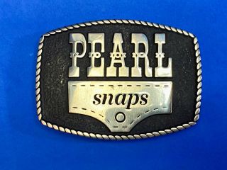 Vintage Rare Pearl Snaps Company Silver Brass Belt Buckle By Anacortes 2013