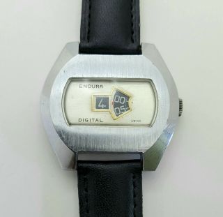 Vintage Endura Digital Watch Jump Hour Swiss Made (dg)
