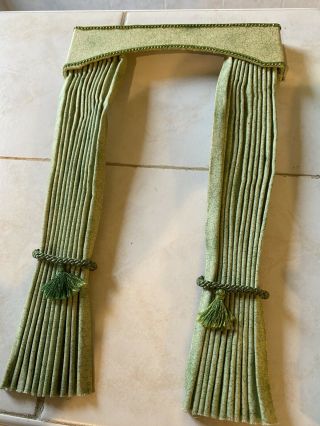Dolls House Green Regency Style Curtains Can Be Cut To Size See Ruler 1.  12