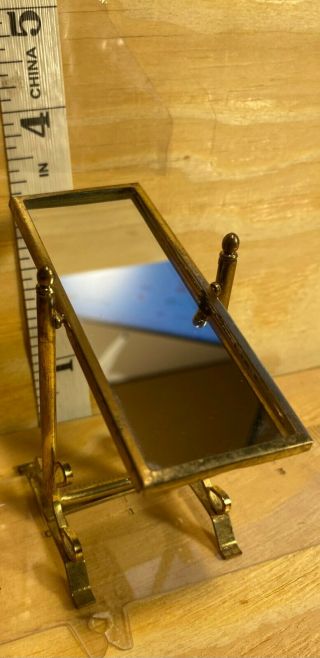 Miniature Dollhouse Furniture Brass Chevron Floor Mirror 1:12 Scale