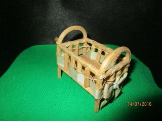 12th Scale Dolls House Vintage Wooden Cot By Fairy Lite