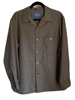 Pendleton Size M Sir Pendleton Limited Edition Brown Board Shirt 50s 60s Vintage