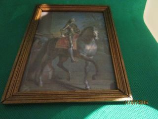 12th Scale Dolls House Large Wooden Framed Picture With Knight On Horse