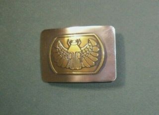 Winged Beetle - Scarab Symbol Belt Buckle - German Silver & Brass