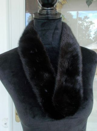Vintage Black Ranch Mink Fur Scarf Stole Collar Wrap Braley 